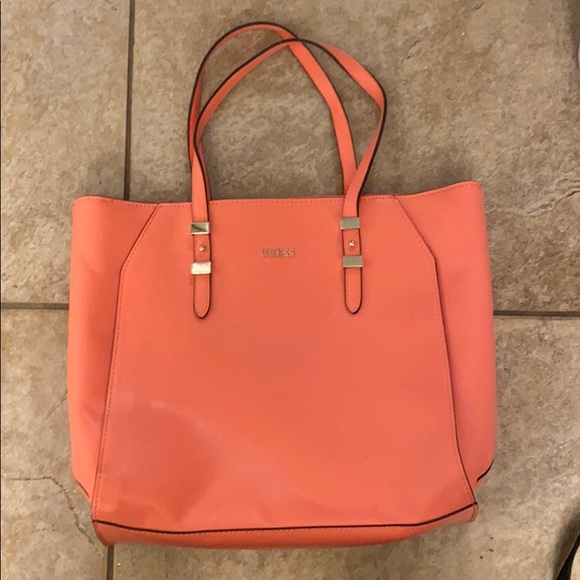 coral guess handbag